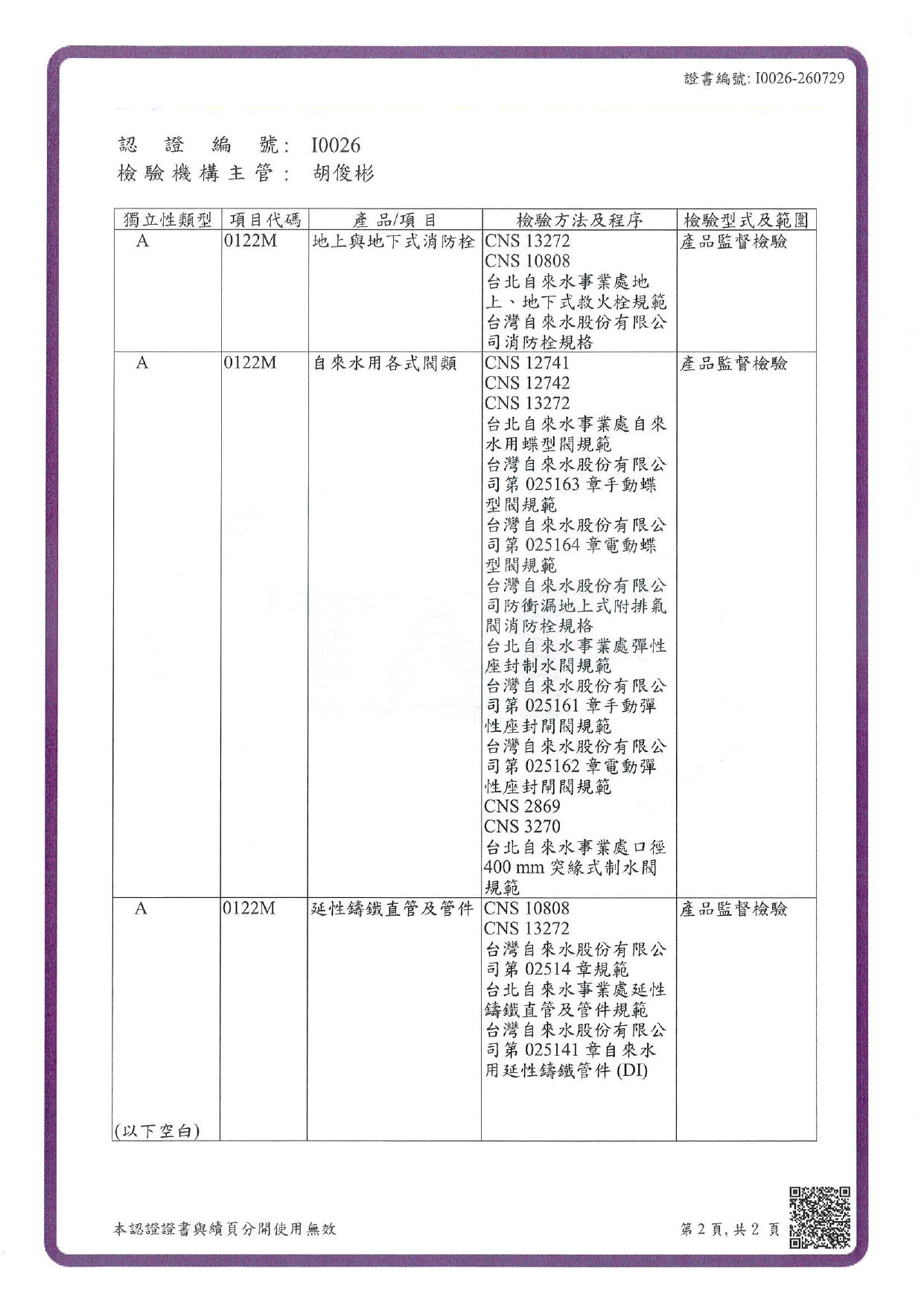 TAF檢驗機構認證證書圖